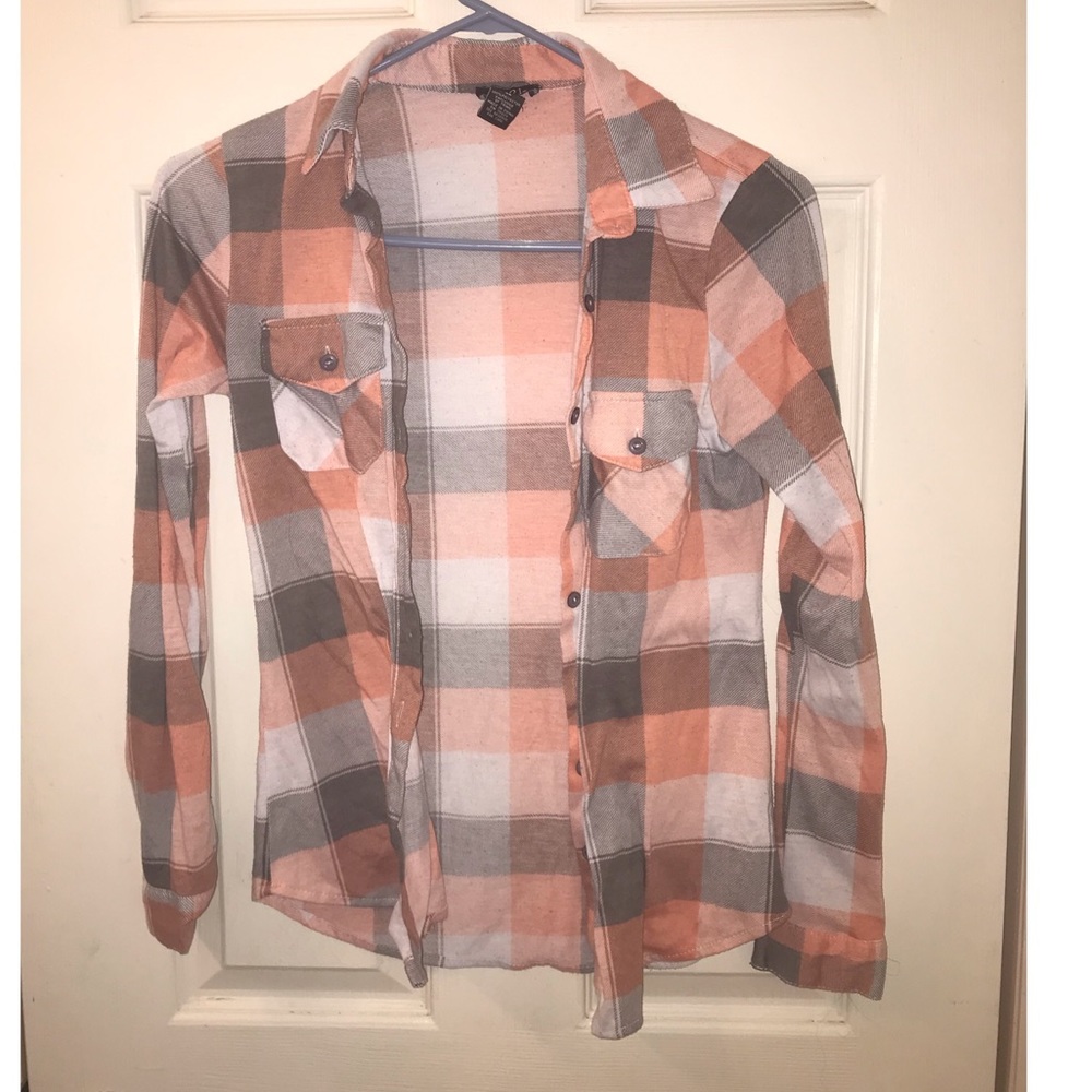 Salmon plaid flannel